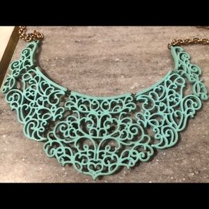 Teal laser-cut style necklace